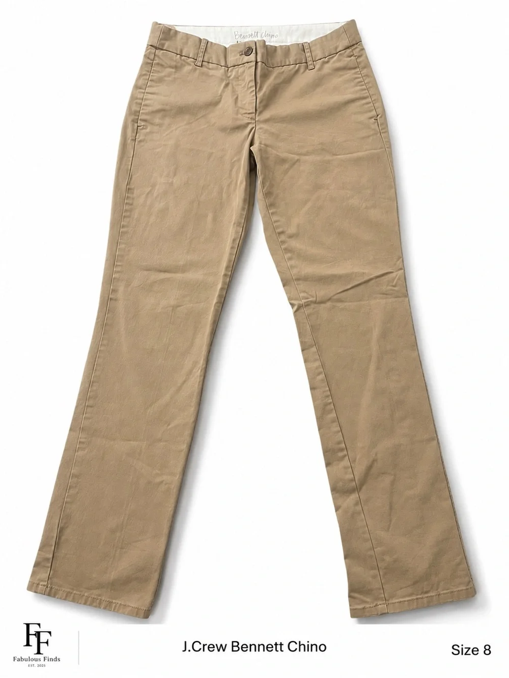 J.Crew Bennett Chino Khaki Stretch Straight Leg Pants Women's Size 8